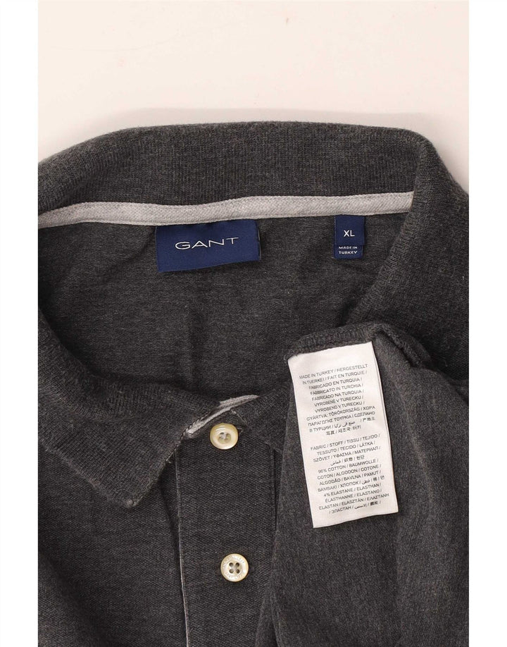 Gant Herren Langarm-Poloshirt XL, graue Baumwolle