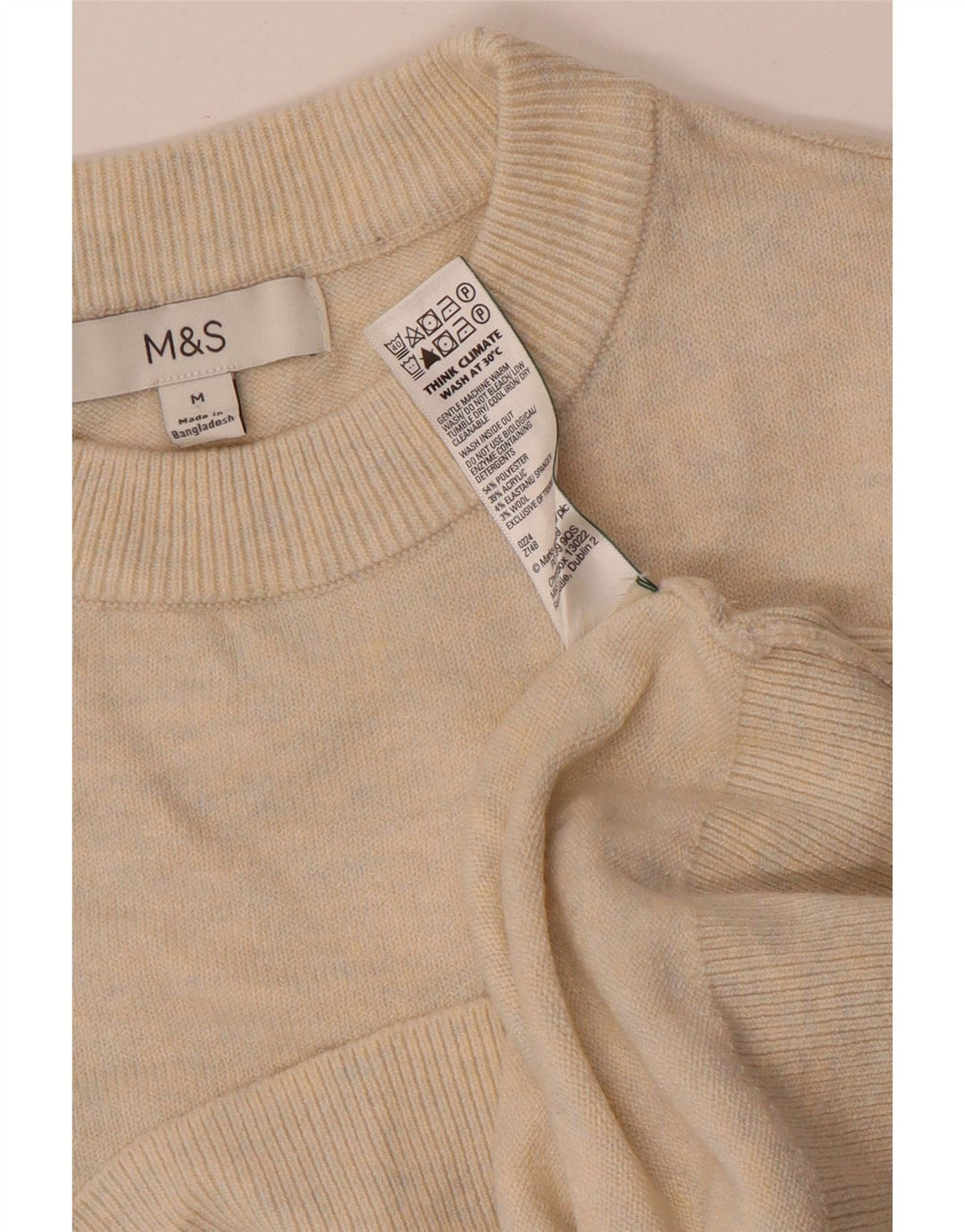 Marks & Spencer Damen-Pullover mit Rundhalsausschnitt, Gr. 14, Mittelbeige meliert