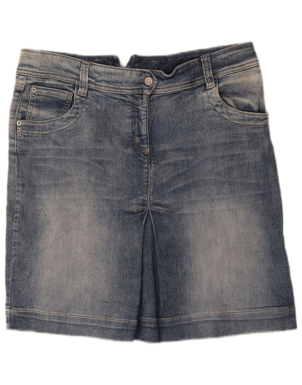 Massimo Dutti Damen Jeansrock mit hoher Taille, EU 44, XL, W34, blaue Baumwolle