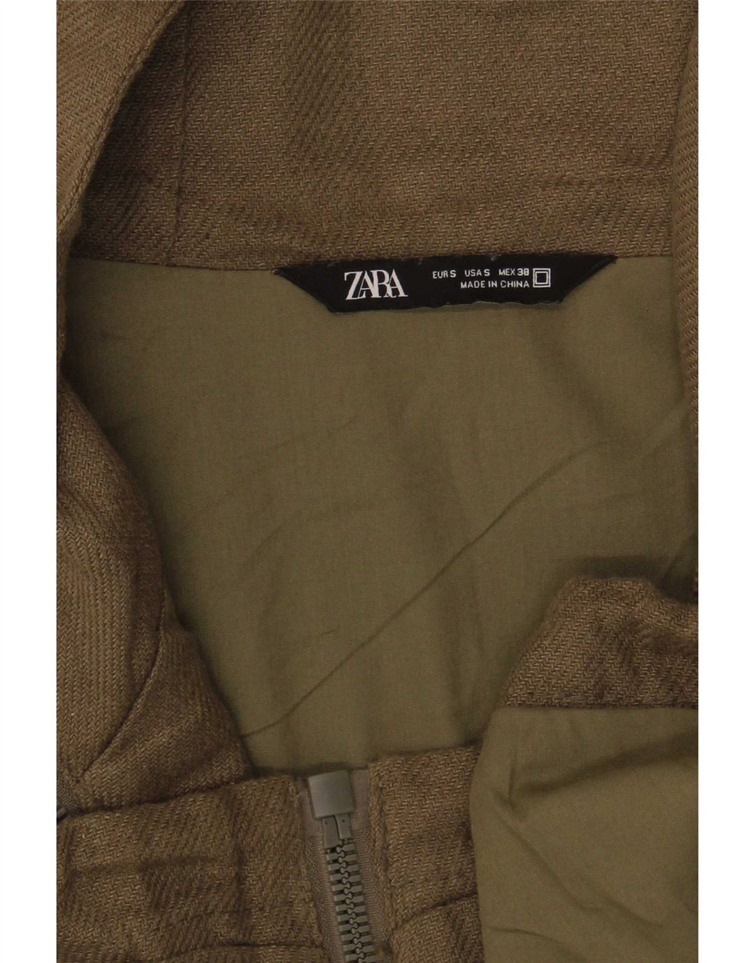 Zara Herren-Bomberjacke mit Kapuze, Größe 36, Khaki