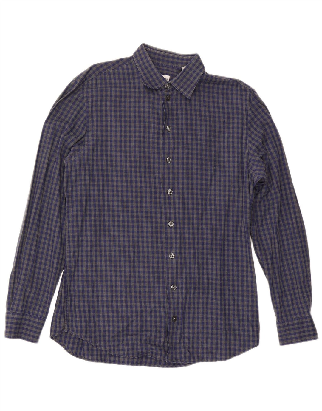 Armani Collezioni Herrenhemd aus mittelblauer Gingham-Baumwolle