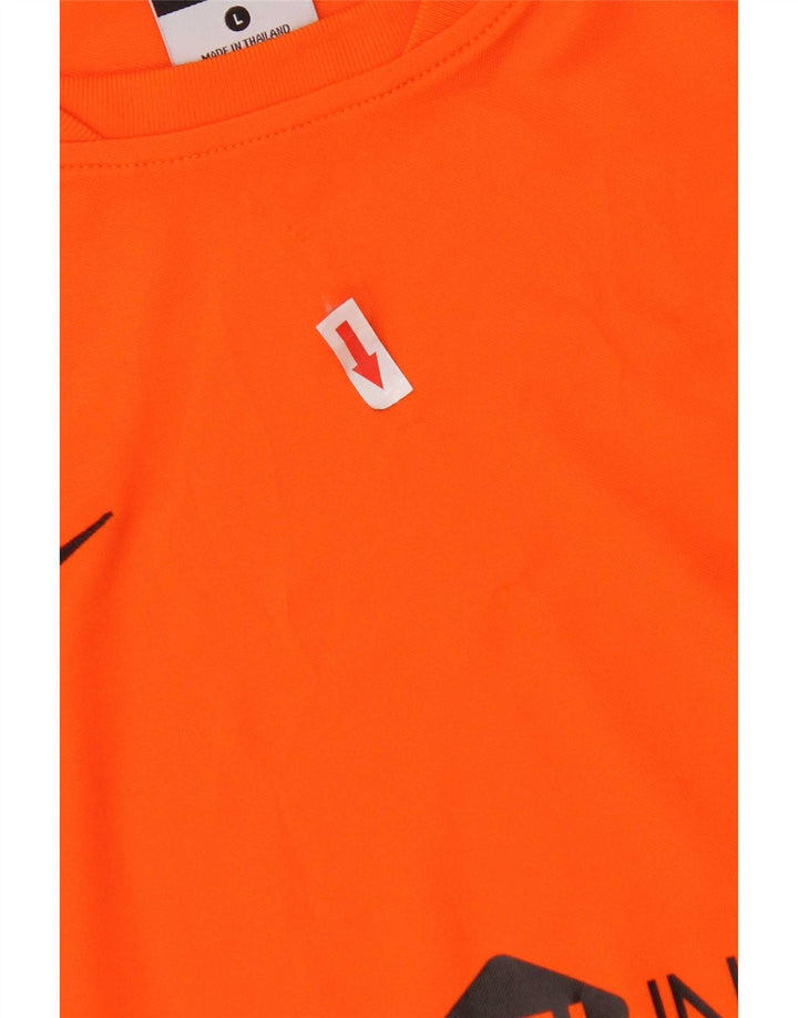 Nike Damen-T-Shirt mit Grafik, groß, orangefarbenes Polyester