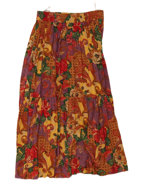 Vintage Womens Pleated Skirt UK 14 Large W30  Multicoloured Floral Viscose