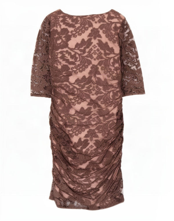 Phase Eight Damen-Bodycon-Kleid mit 3/4-Ärmeln, UK-Größe 12, Mittelbraun mit Blumenmuster