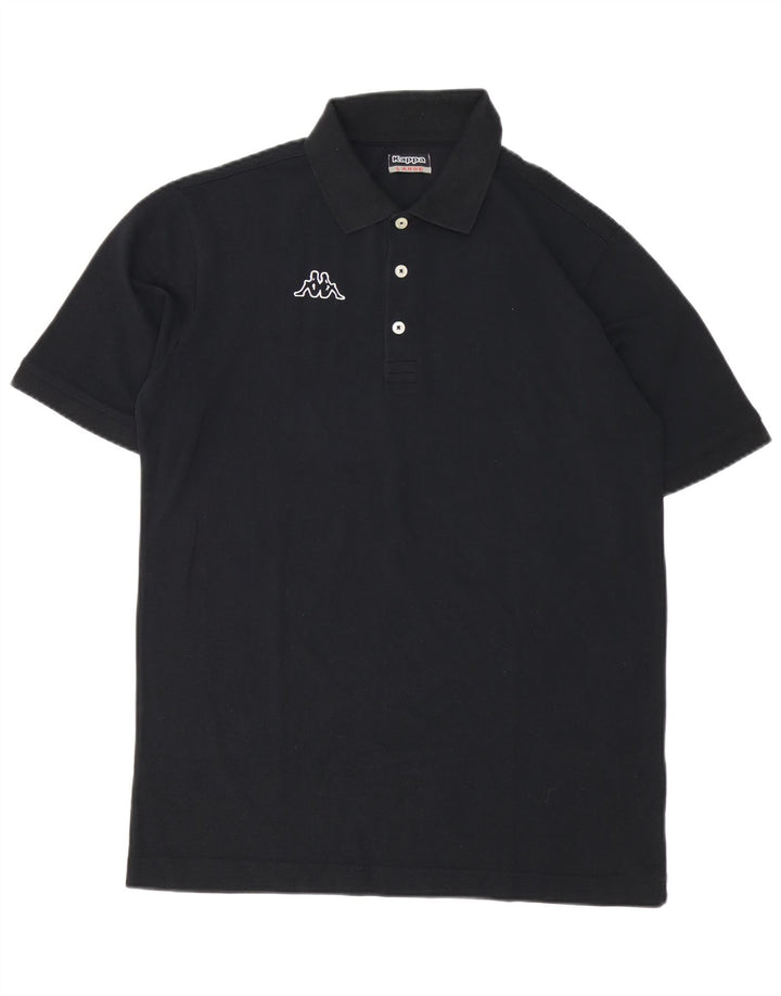 Kappa Herren-Poloshirt mit Grafik, groß, schwarze Baumwolle