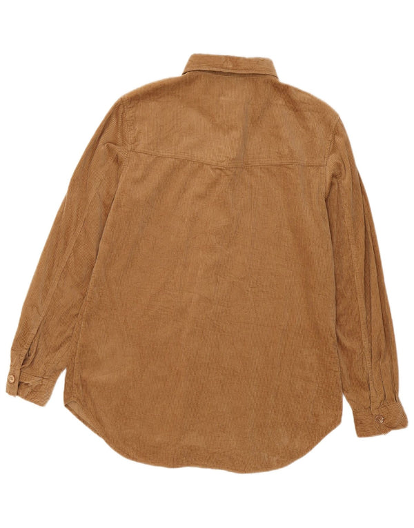 Massimo Dutti Damen Übergroßes Cordhemd EU 34 2XS Braune Baumwolle