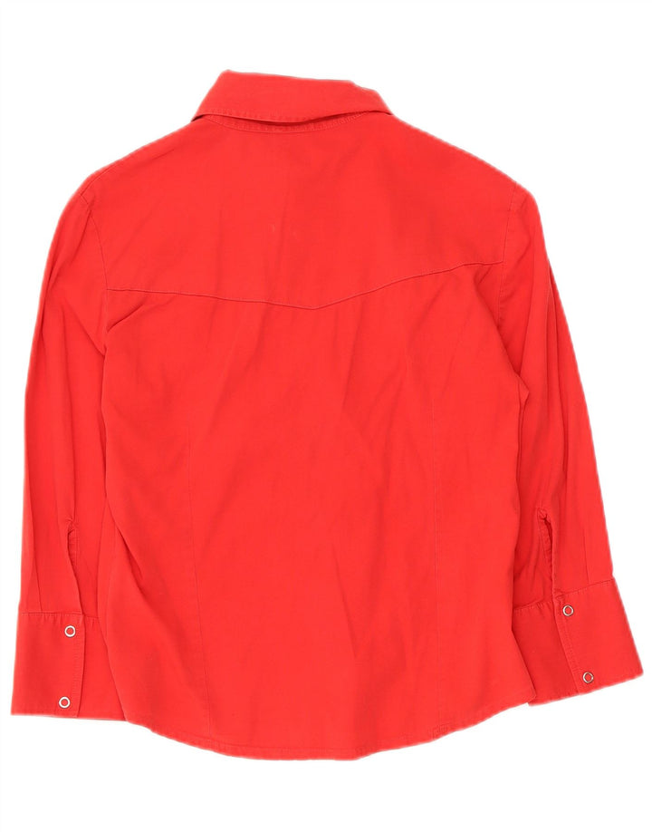 Vintage Damen 3/4-Ärmel-Hemdbluse UK 10 Small Rot