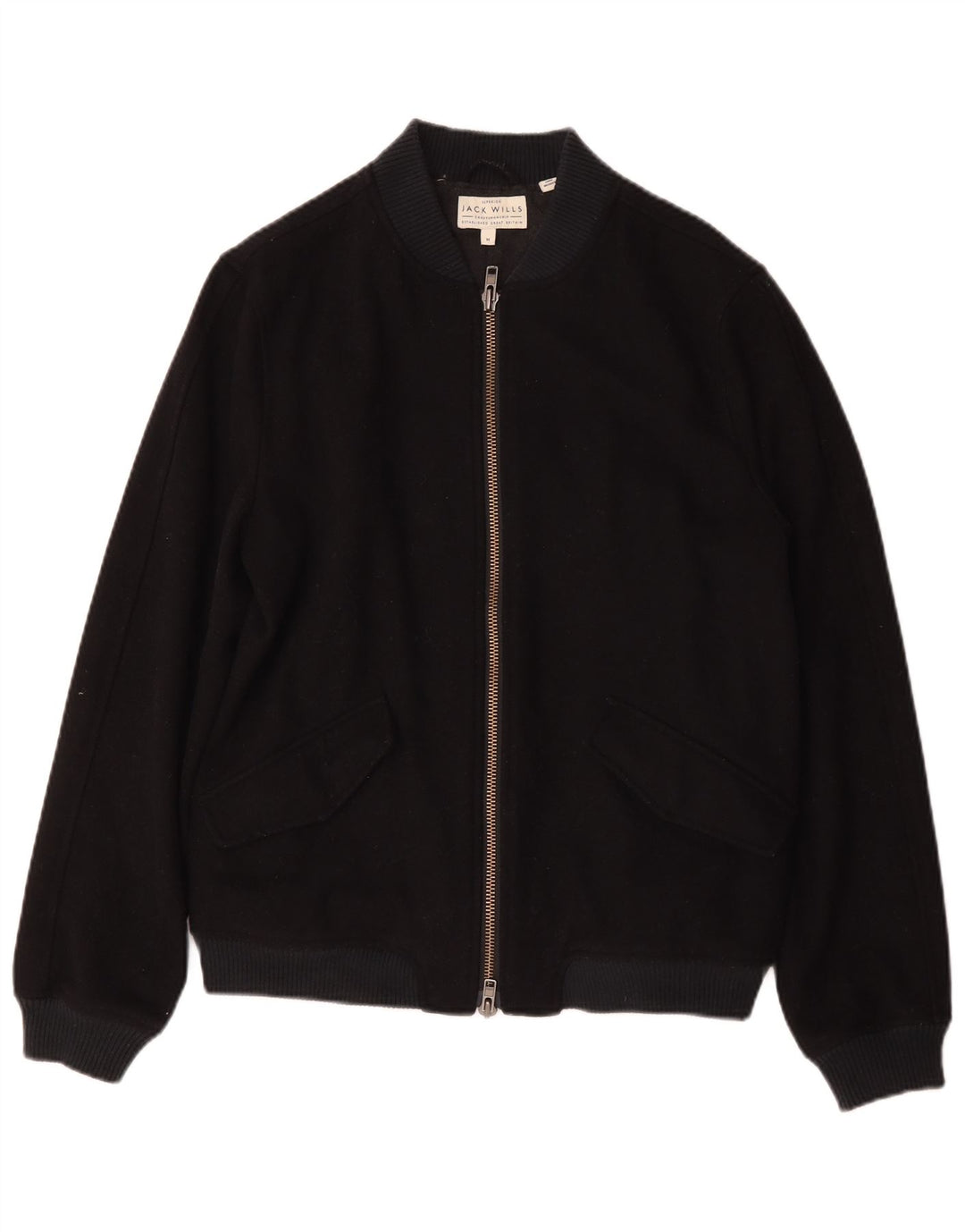Jack Wills Herren-Bomberjacke, UK 38, mittelmarineblaue Wolle