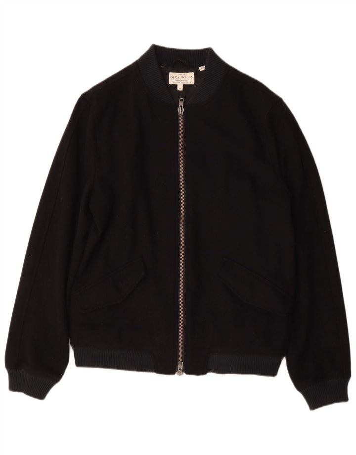 Jack Wills Herren-Bomberjacke, UK 38, mittelmarineblaue Wolle