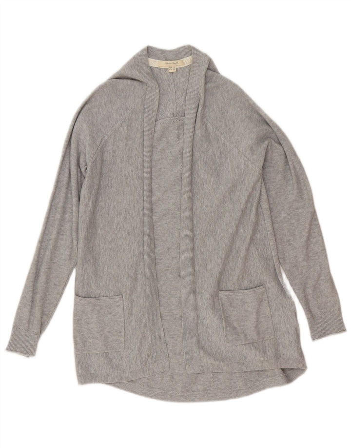 White Stuff Offener Damen-Cardigan-Pullover, Gr. 10, Größe S, Grau, Baumwolle