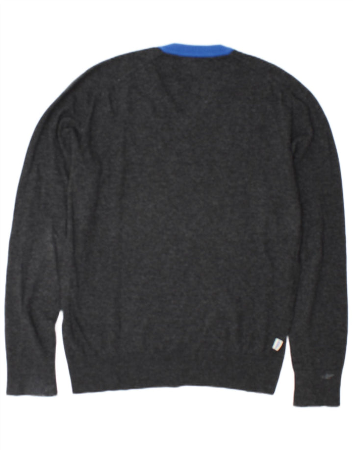 Franklin Marshall Herren-Pullover mit V-Ausschnitt, mittelgraue Viskose