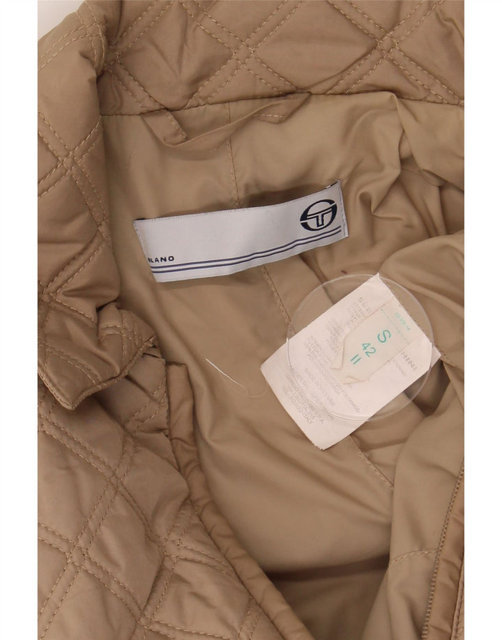 SERGIO TACCHINI Womens Quilted Jacket UK 10 Small Beige Polyester Vintage Sergio Tacchini and Second-Hand Sergio Tacchini from Messina Hembry 