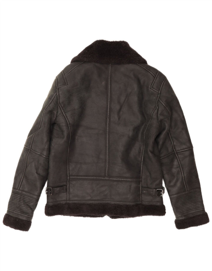 Zara Herren Shearling Jacke UK 38 Medium Schwarz
