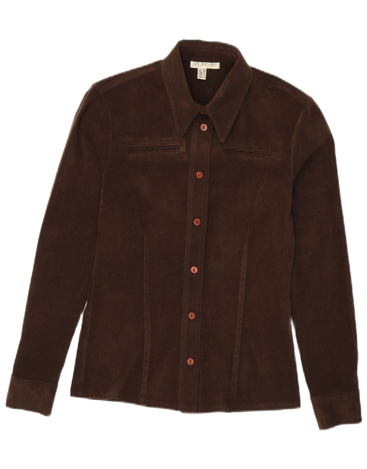 Sportstaff Womens Velvet Shirt UK 14 Mittelbraunes Polyester