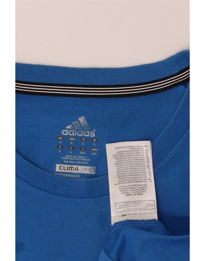 ADIDAS Mens Climalite T-Shirt Top Large Blue Cotton Vintage Adidas and Second-Hand Adidas from Messina Hembry 