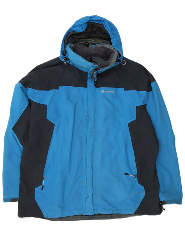 Sprayway Herren-Regenjacke mit Kapuze, UK 44 2XL, blaues Colourblock-Polyamid