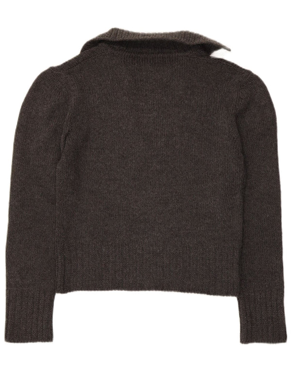 Max & Co. Damen Crop Polo Neck Pullover Pullover UK 14 Large Graue Schurwolle