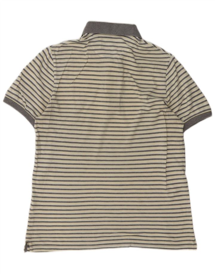 Lyle & Scott Herren-Poloshirt aus mittelgroßer, cremefarbener, gestreifter Baumwolle
