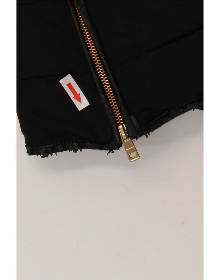 Zara Damen Wattierte Jacke UK 18 XL Schwarz Polyester