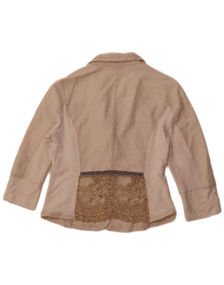 ELISA CAVALETTI Damen-Blazerjacke mit 3/4-Ärmeln, UK 14, Größe L, Beige