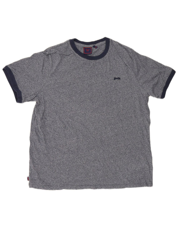 Superdry Herren T-Shirt Top 2XL Marineblau gesprenkelte Baumwolle