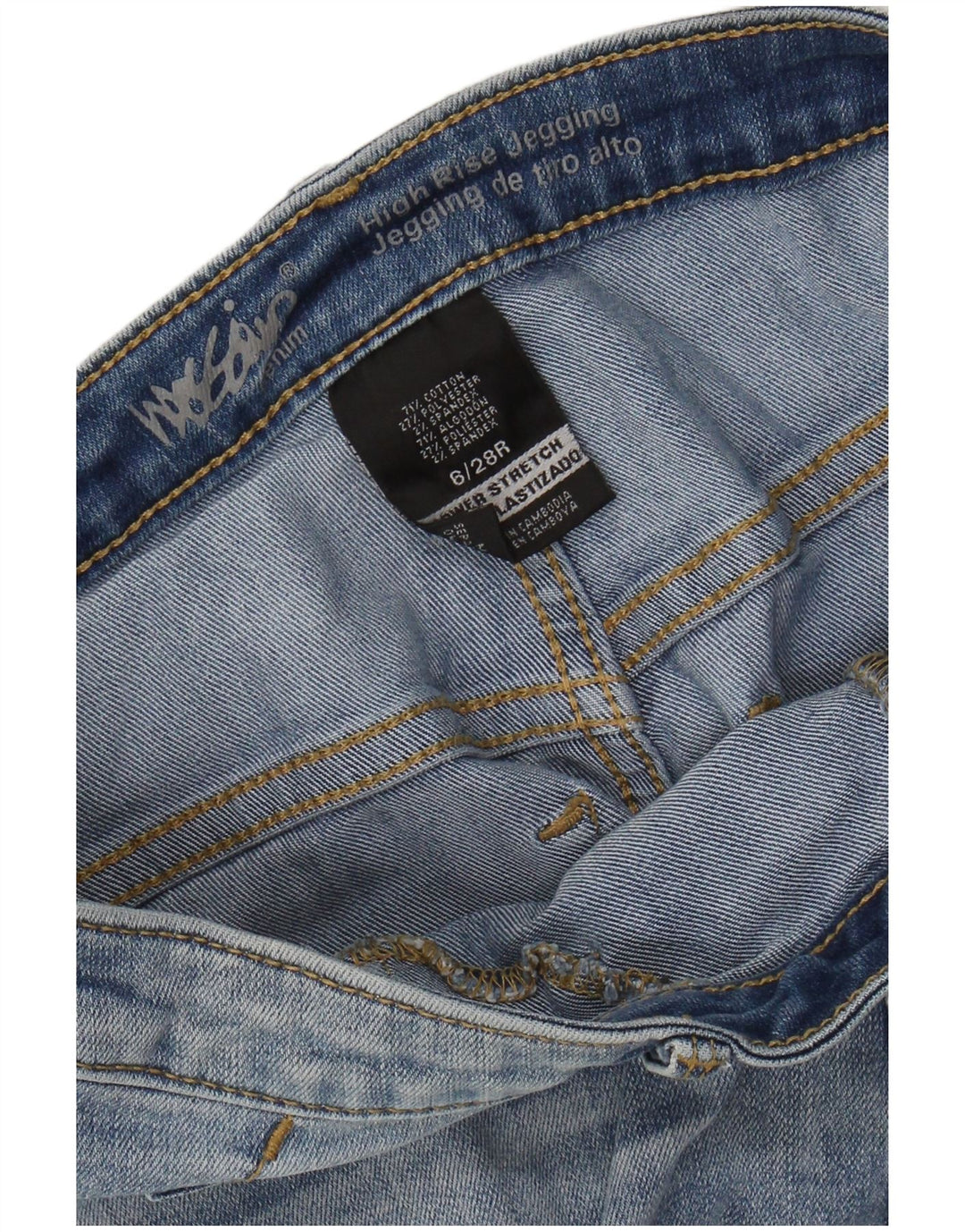 MOSSIMO Damen Distressed High Rise Jegging Jeans US 6 Medium W28 L28 Blau