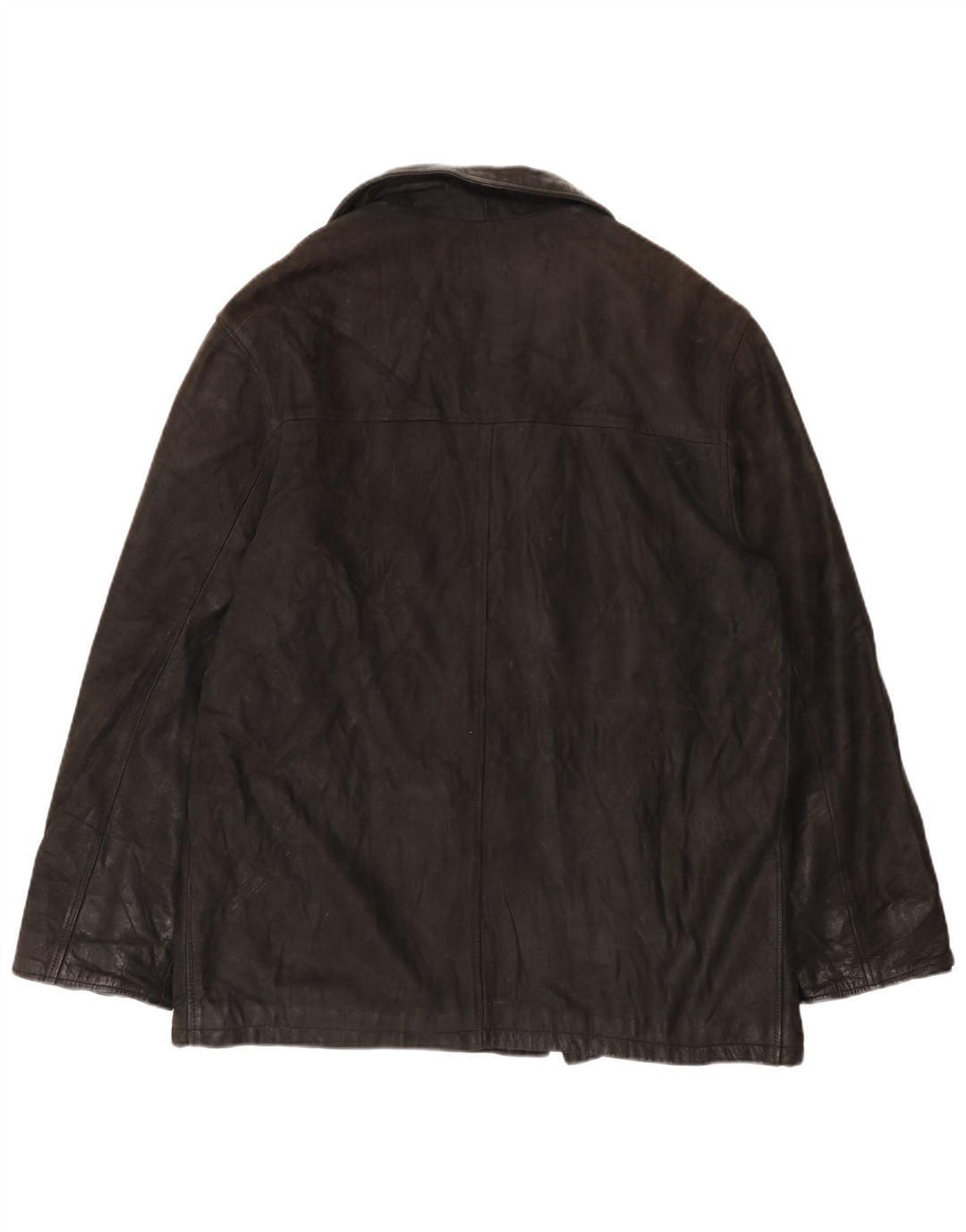Desi Herren Zweireihige Lederjacke UK 42 XL Schwarzes Leder