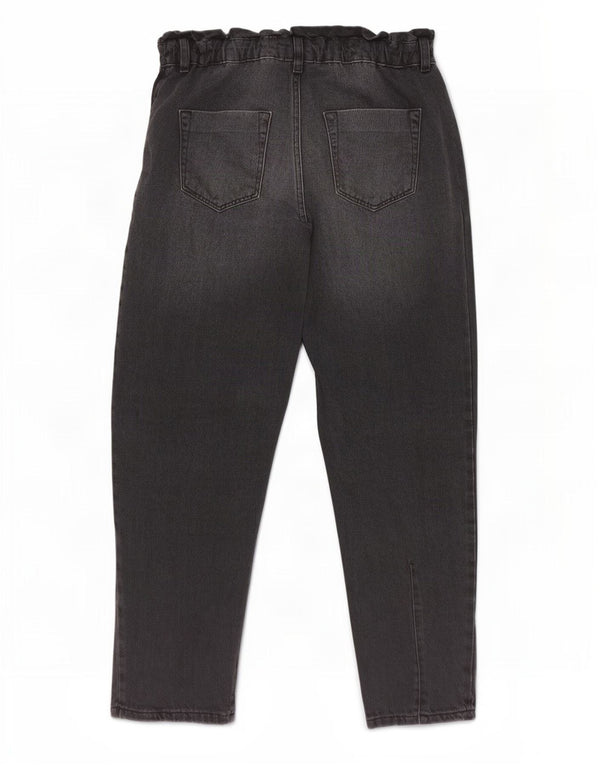 Zara Damen High Waist Crop Tapered Jeans EU 36 XS W26 L24 Schwarze Baumwolle