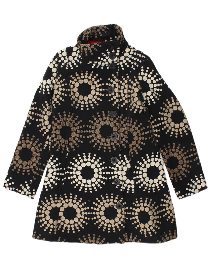 Desigual Damen Mantel EU 42 Großes schwarzes Blumenacryl