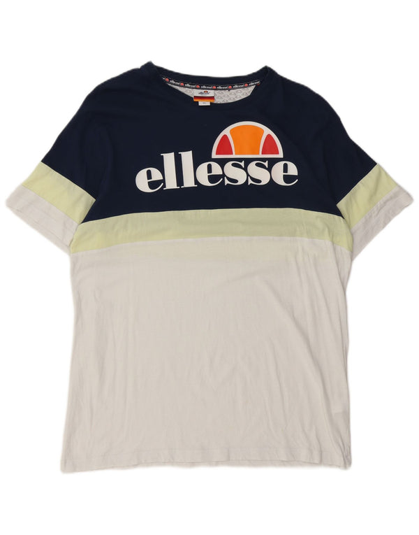 Ellesse Herren-Grafik-T-Shirt-Oberteil XL, Marineblau, Colourblock-Baumwolle