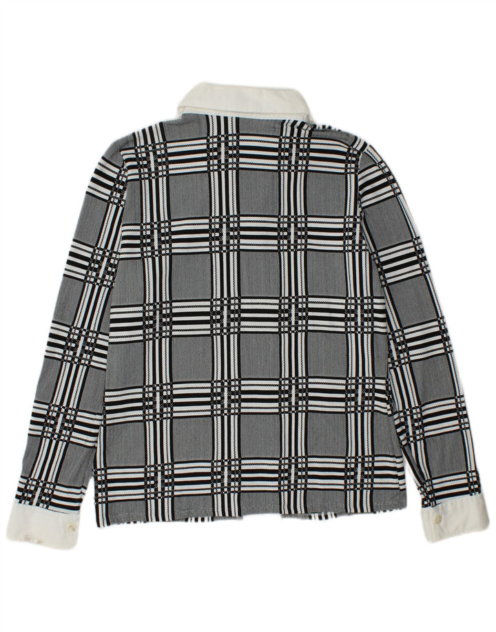 NARACAMICIE Damen Zweireihige Hemdbluse UK 14 Mittelgrau kariert