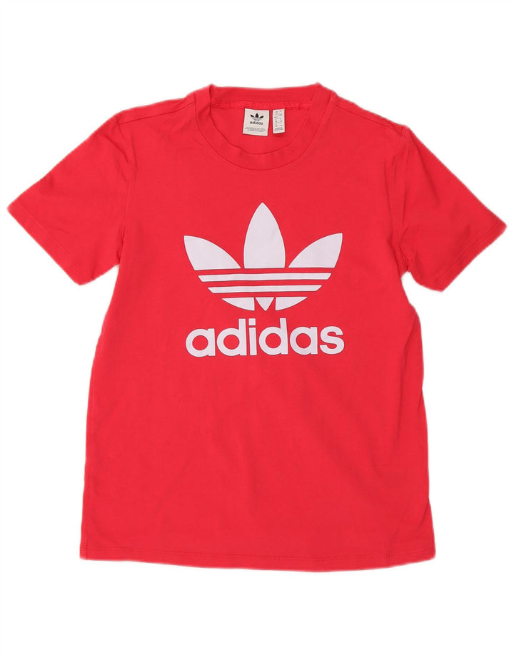 ADIDAS Damen Grafik T-Shirt Top UK 12 Mittelrosa Baumwolle