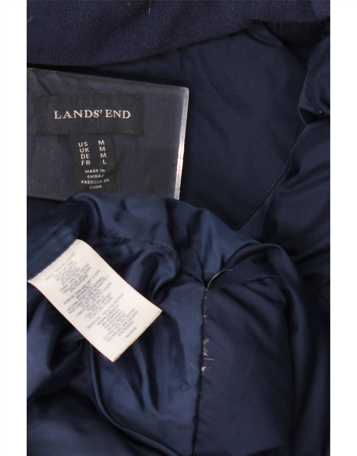 Lands End Wattierter Damenmantel mit Kapuze, UK 14, Mittelmarineblau, Polyester