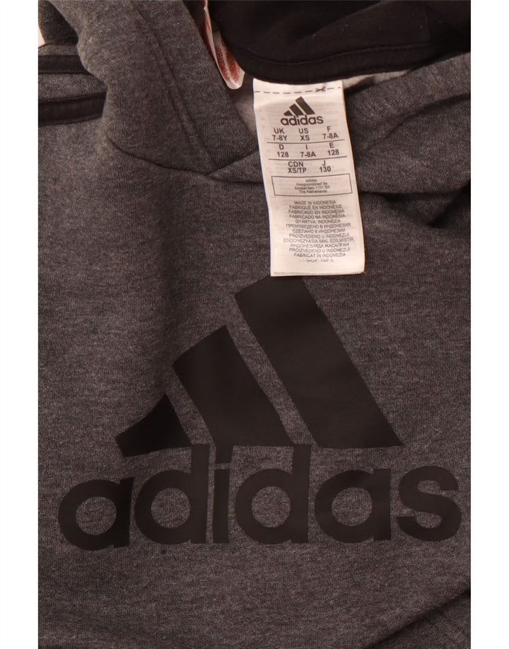 ADIDAS Kapuzenpullover mit Grafik für Jungen, 7–8 Jahre, graue Baumwolle