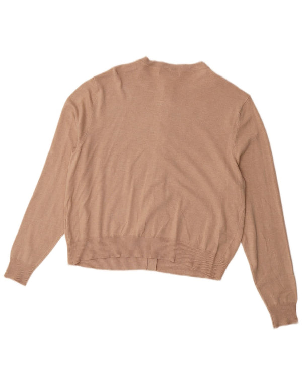 Marks & Spencer Damen Crop Cardigan Pullover UK 16 Large Beige Viskose