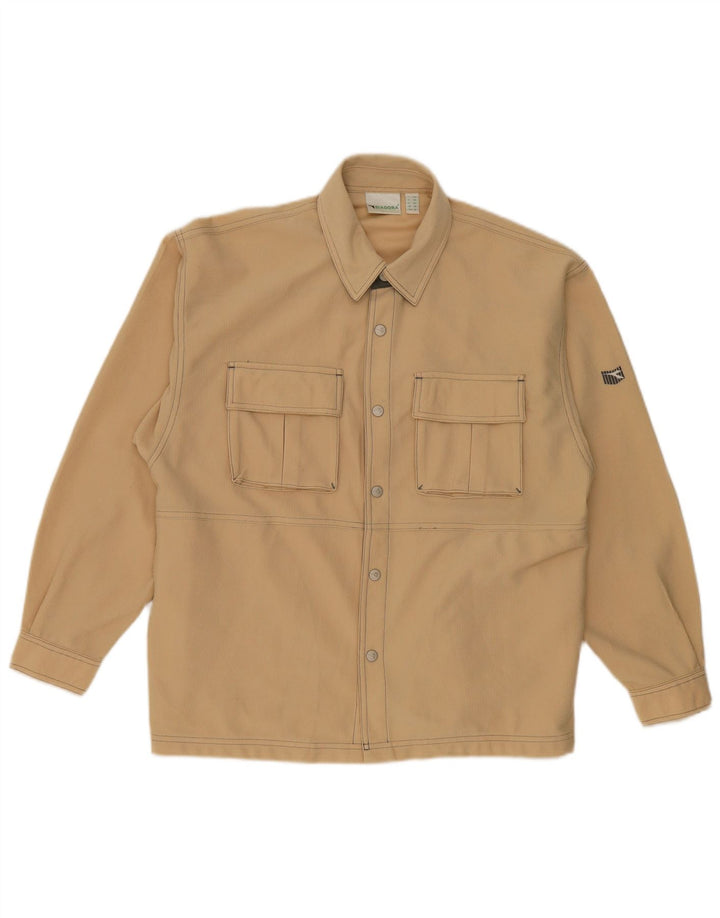 Diadora Herren-Hemd mit lockerer Passform, UK 36, Größe S, Beige, Polyester