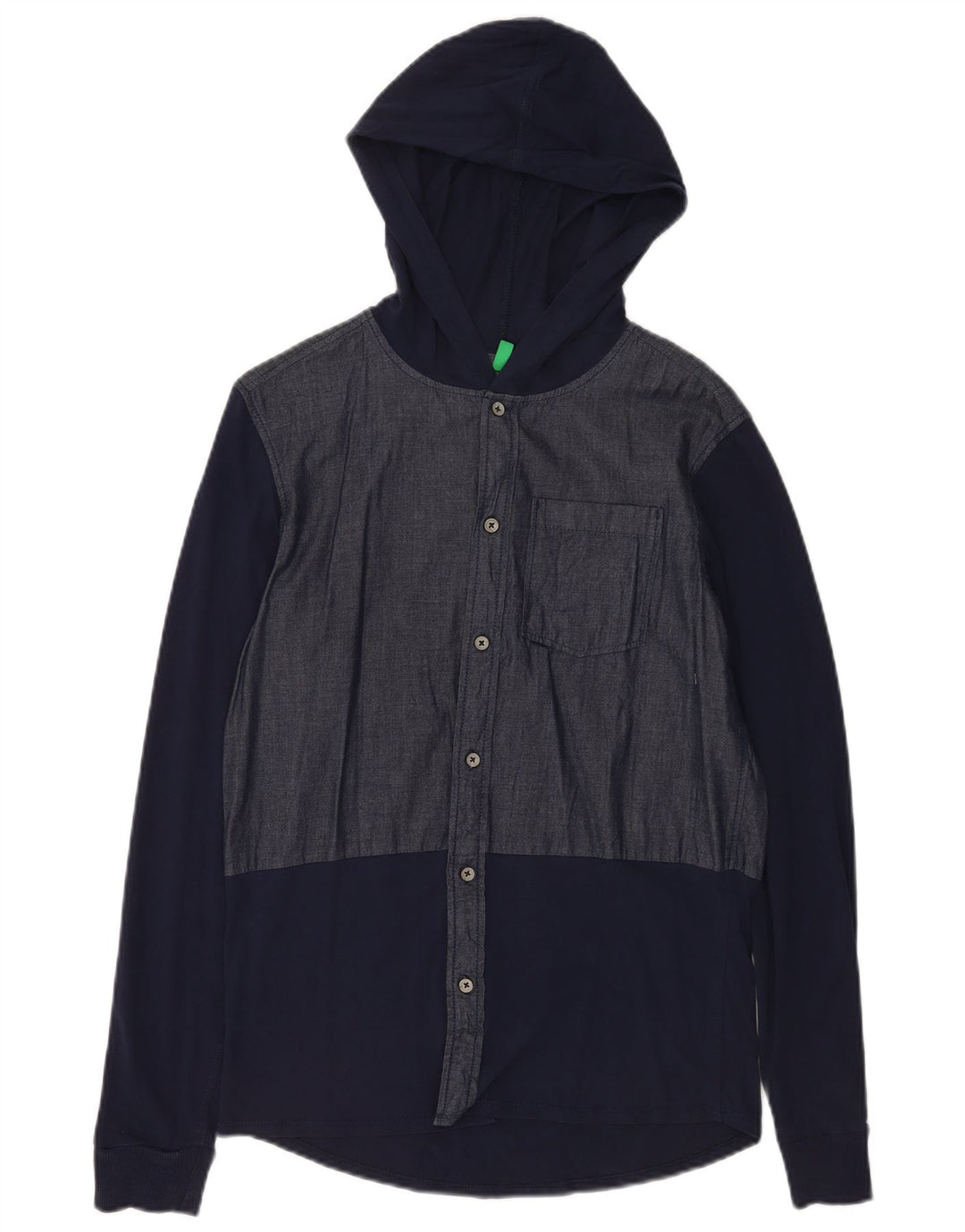 Benetton Herren-Kapuzenshirt, klein, Marineblau, Farbblock