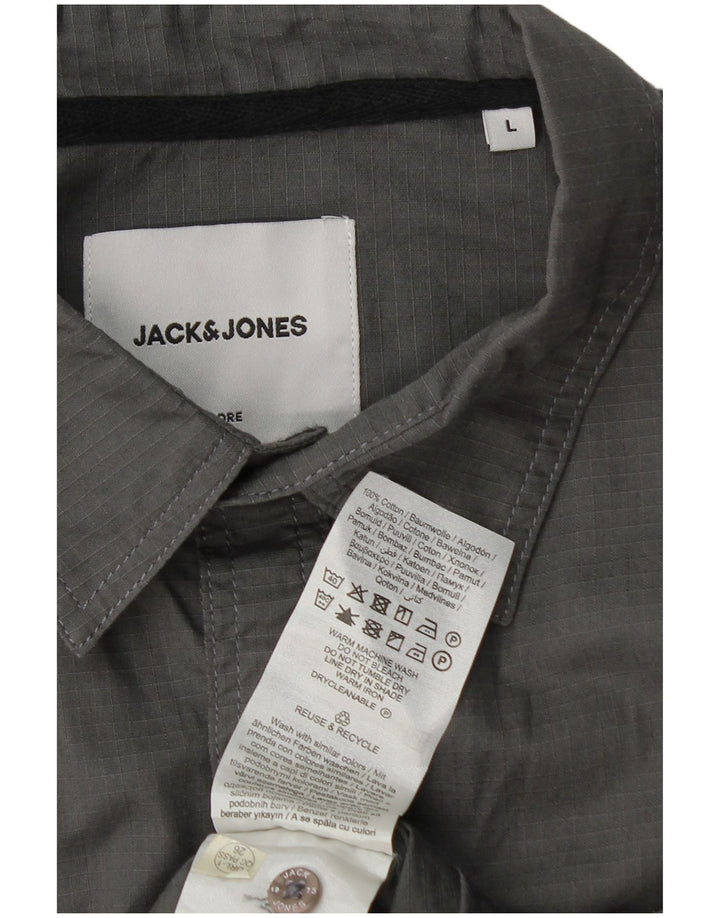 Jack & Jones Herren-Kurzarmhemd, groß, graue Baumwolle