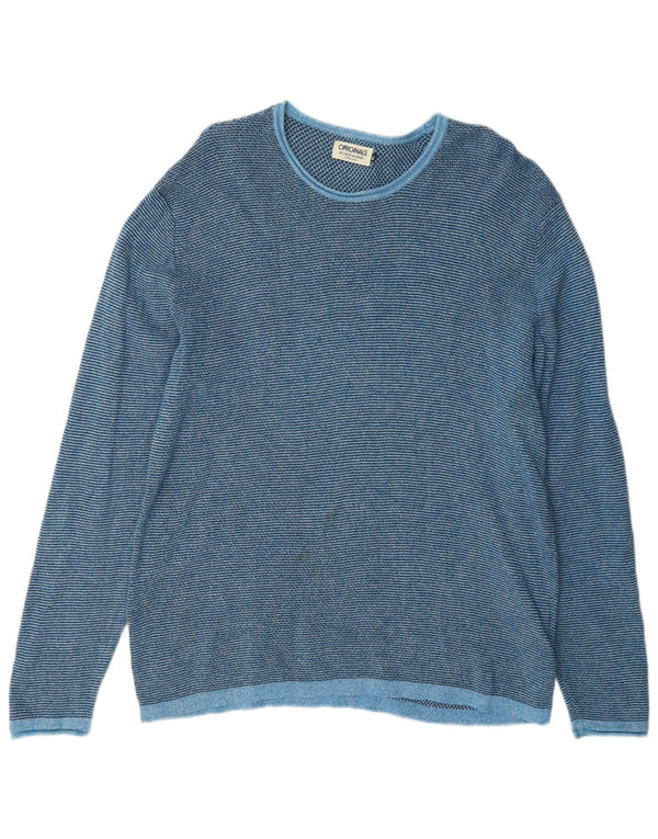 Jack & Jones Herren-Pullover mit Rundhalsausschnitt, XL, blaue Baumwolle