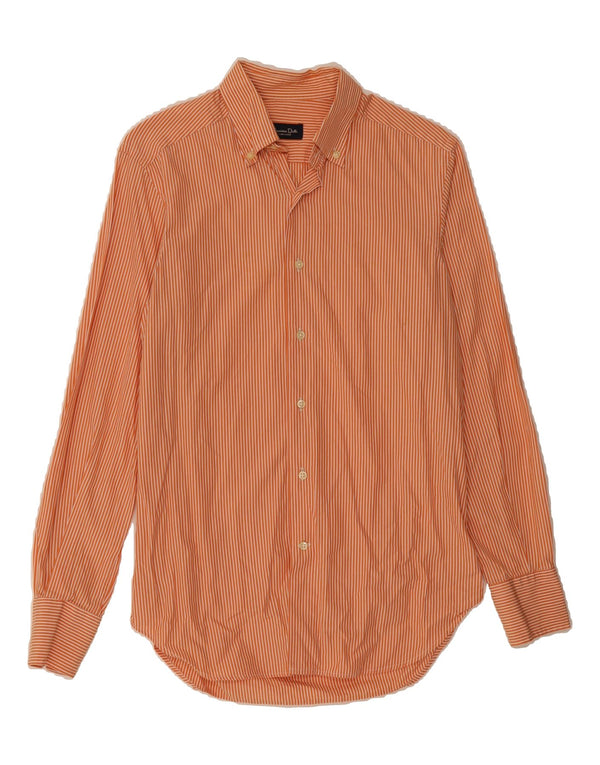 MASSIMO DUTTI Mens Shirt Size 39 15 1/2 Medium Orange Pinstripe