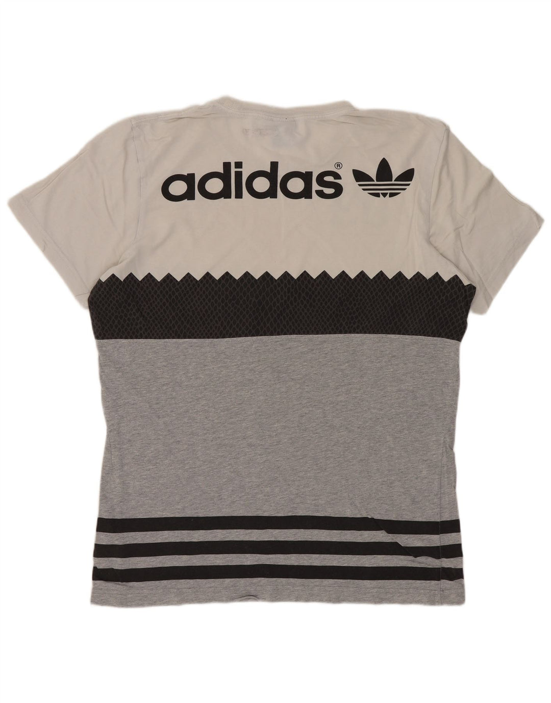 ADIDAS Herren Originals Grafik-T-Shirt-Oberteil aus mittelgrauer Colourblock-Baumwolle