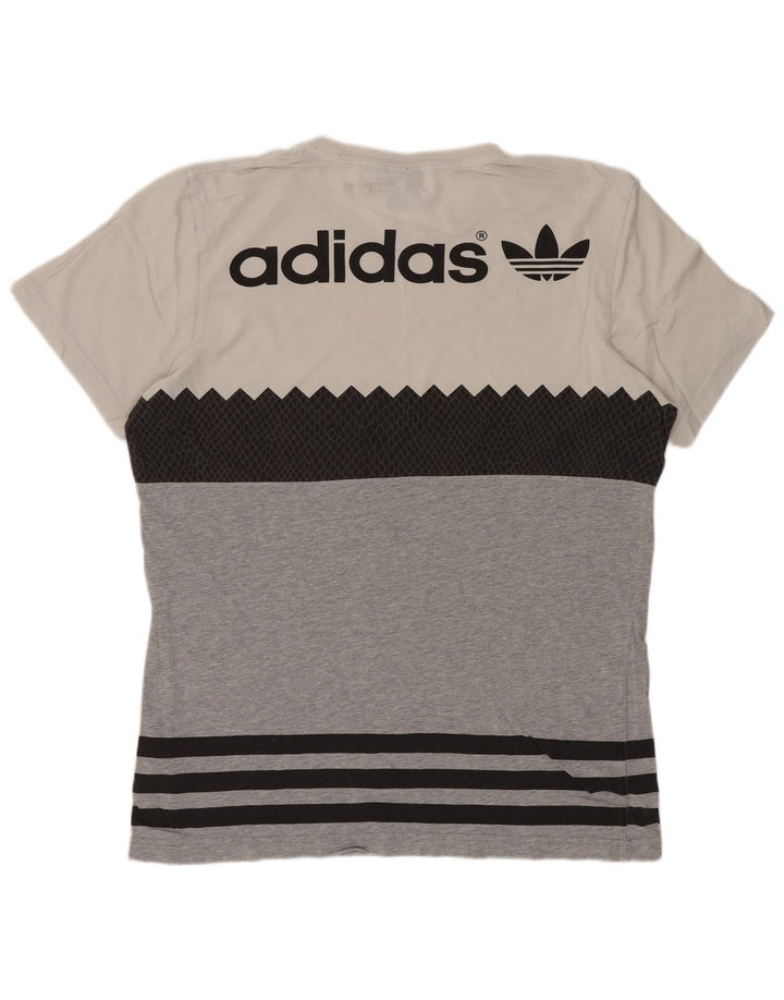 ADIDAS Herren Originals Grafik-T-Shirt-Oberteil aus mittelgrauer Colourblock-Baumwolle