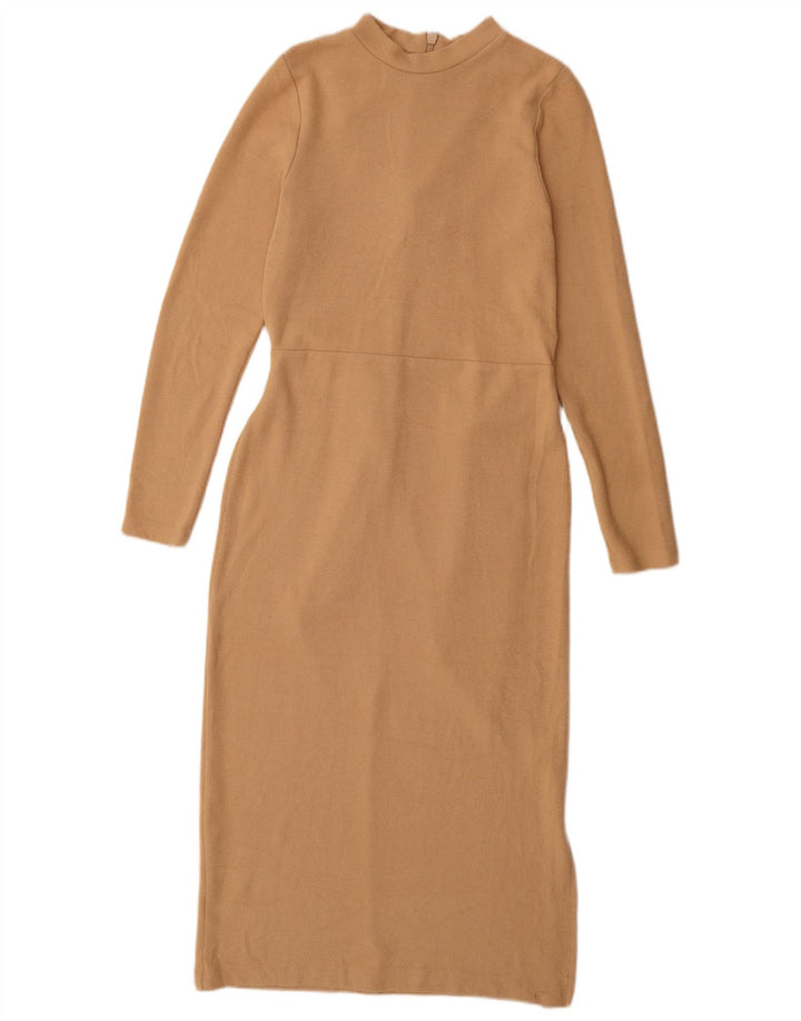 Marks & Spencer Langarm-Pulloverkleid für Damen, Gr. 8, Beige, Polyester