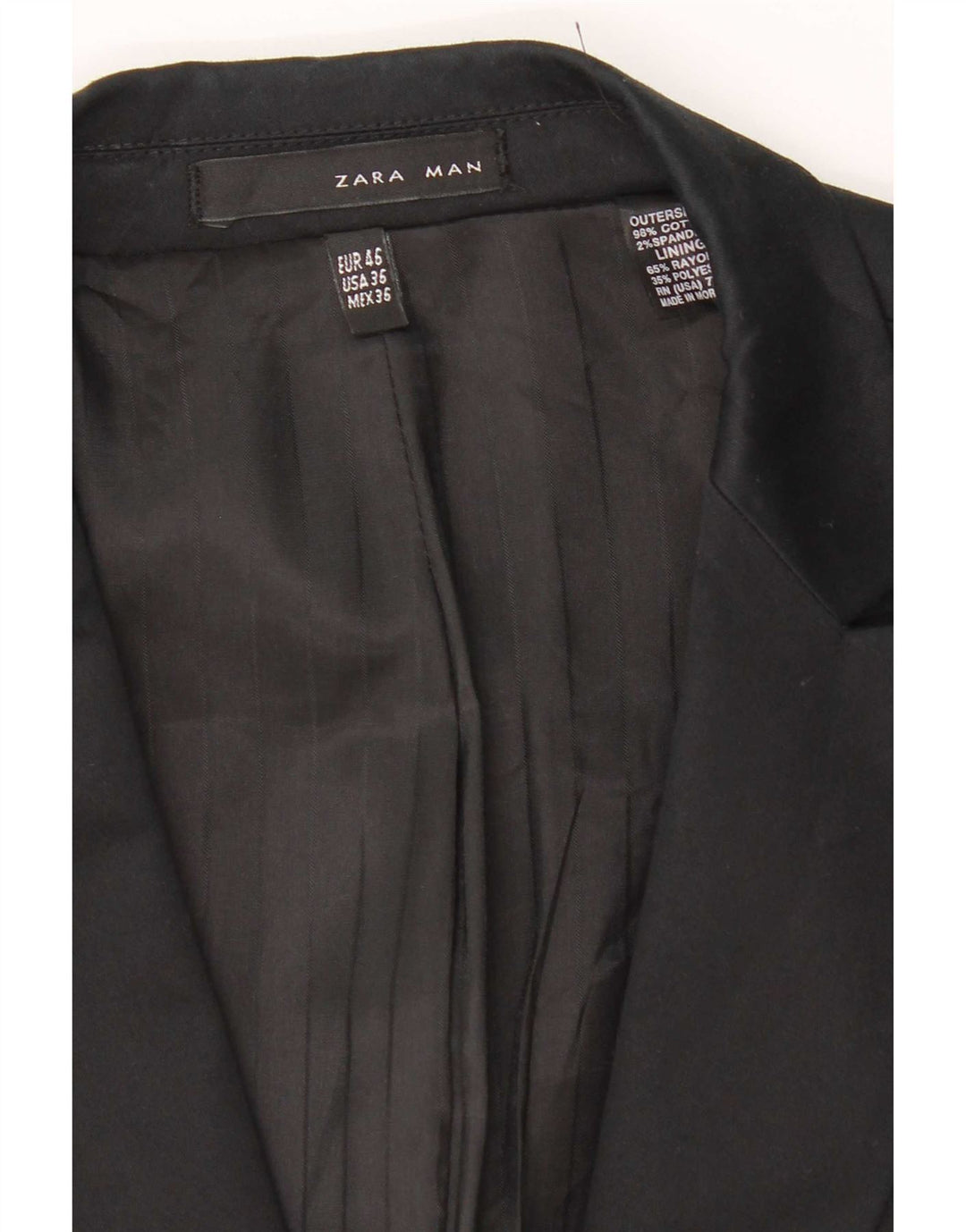 Zara Herren 1-Knopf-Blazer-Jacke, EU 46, kleine schwarze Baumwolle