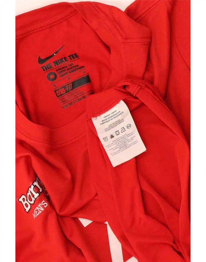 Nike Herren Dri Fit Grafik-T-Shirt-Oberteil aus mittelrotem Polyester