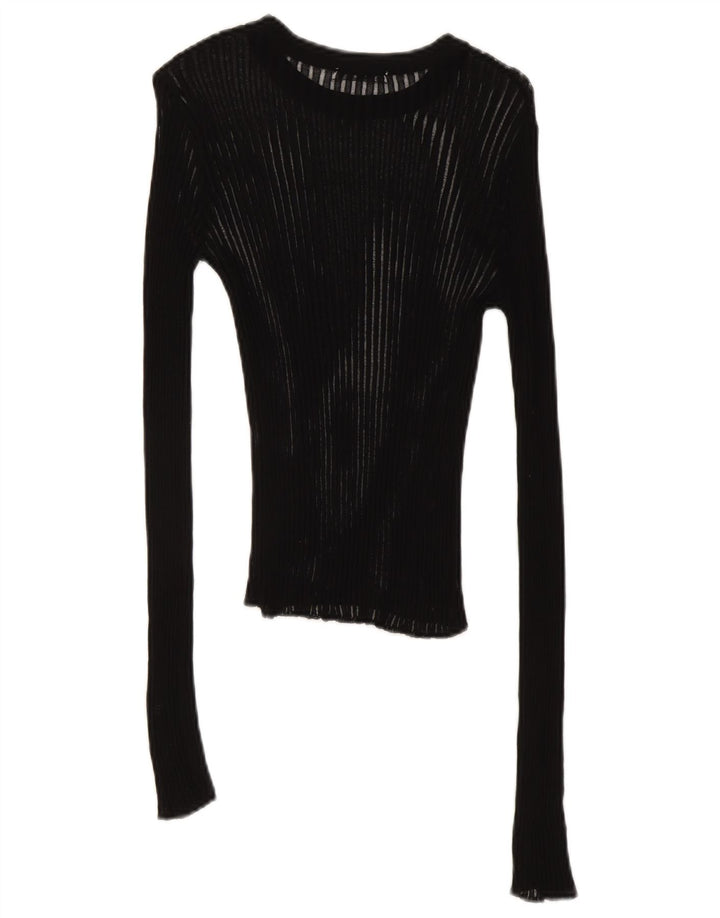 Zara Damen Top Langarm UK 8 Small Schwarz