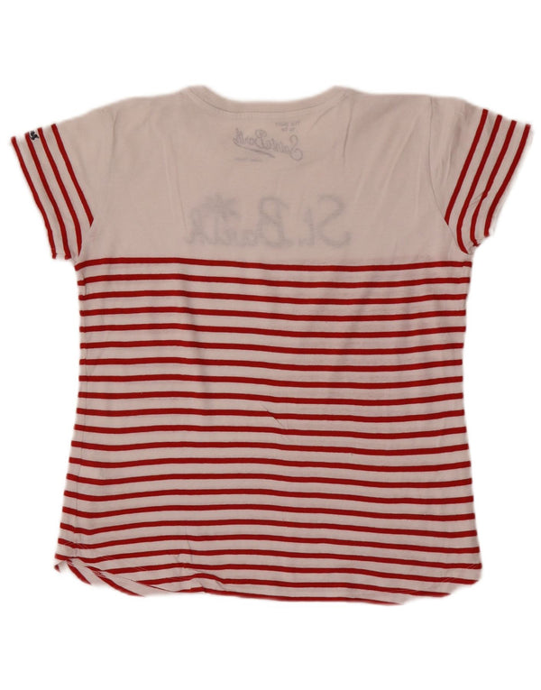 Saint Barth Damen-T-Shirt mit Grafik, UK 10, Größe S, weiß, gestreift, Baumwolle
