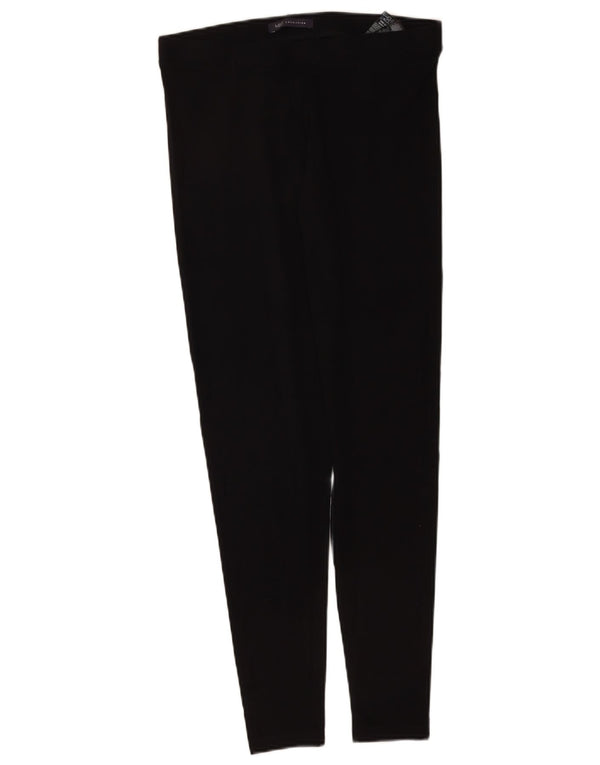 Marks & Spencer Womens Regular Leggings UK 12 Mittelschwarze Baumwolle