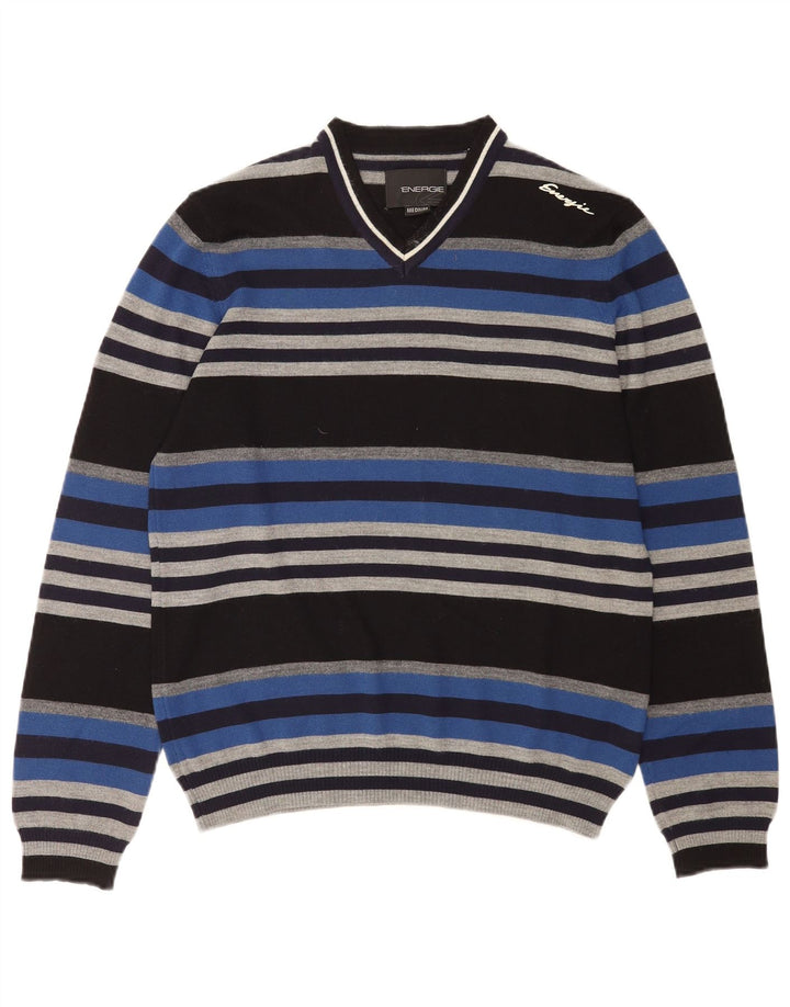 Energie Herren-Pullover mit V-Ausschnitt, mittelgroß, mehrfarbig gestreift