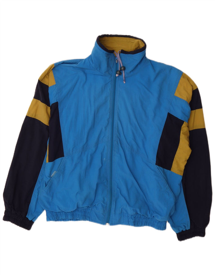 Vintage Herren-Trainingsanzug-Oberteil mit lockerer Passform, mittelblauer Farbblock